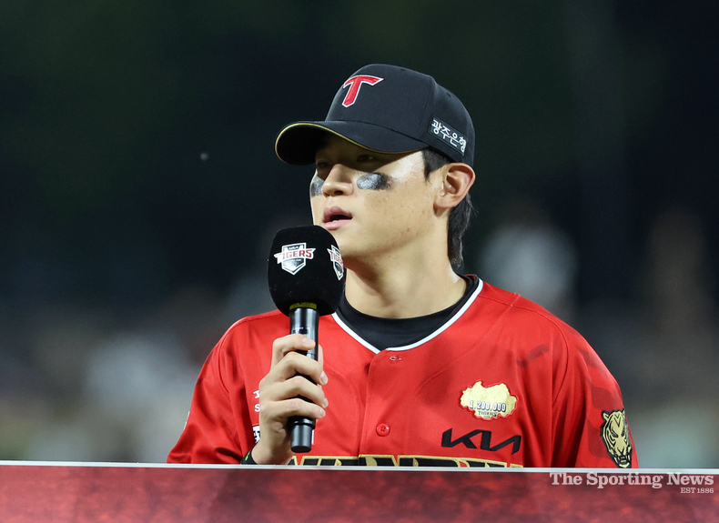 한국시리즈 출사표 밝히는 김도영. /광주=연합뉴스