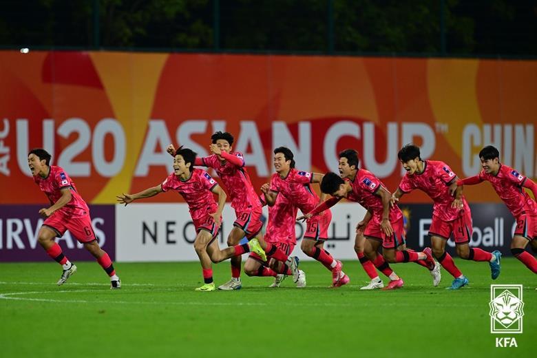 U-20 아시안컵 4강 진출한 대한민국 대표팀. /사진=대한축구협회 제공
