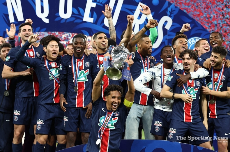 쿠프 드 프랑스 우승 세레머니하는 PSG 선수들. /AFP=연합뉴스